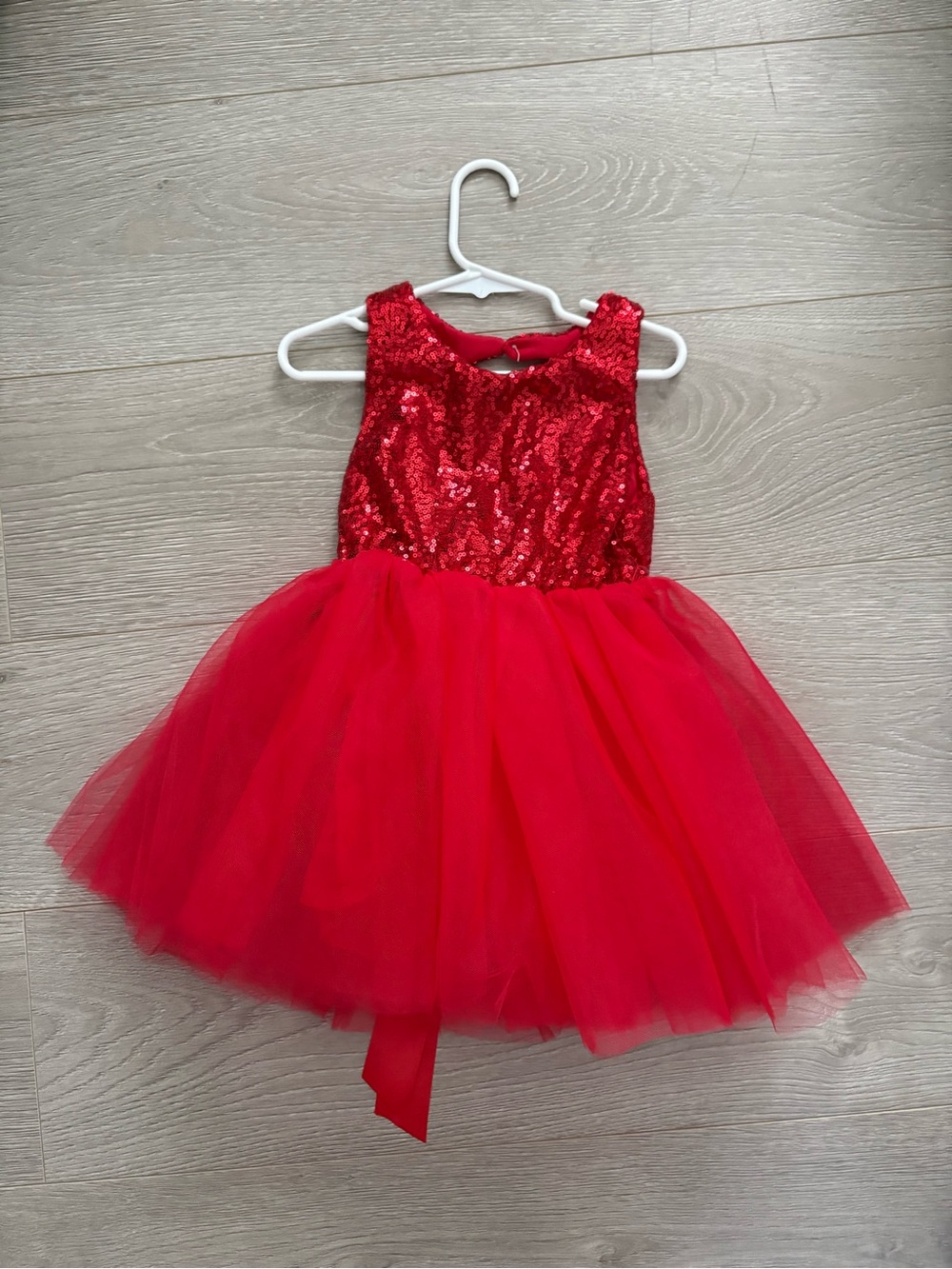 Girls Red Sequin Tulle Dance Dress